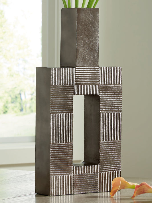 Bradenton Furniture Outlet - Ashley Furniture - Wrengrove Vase - Vase / Antique Nickel Finish - A2000754