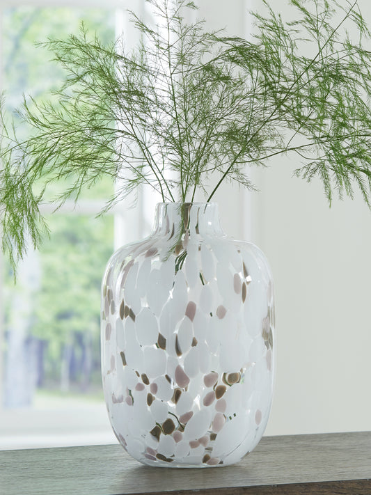 Bradenton Furniture Outlet - Ashley Furniture - Keelton Vase - Vase / White/Taupe/Pink - A2000759