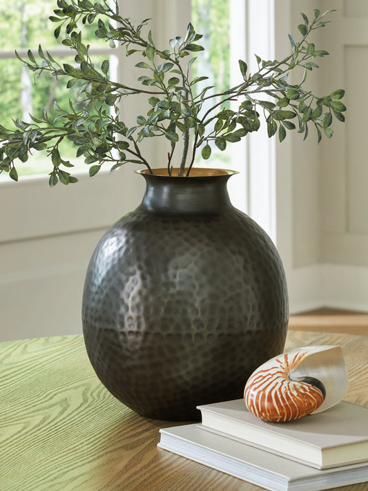 Bradenton Furniture Outlet - Ashley Furniture - Woody Vase - Vase / Pewter/Gold Finish - A2000844
