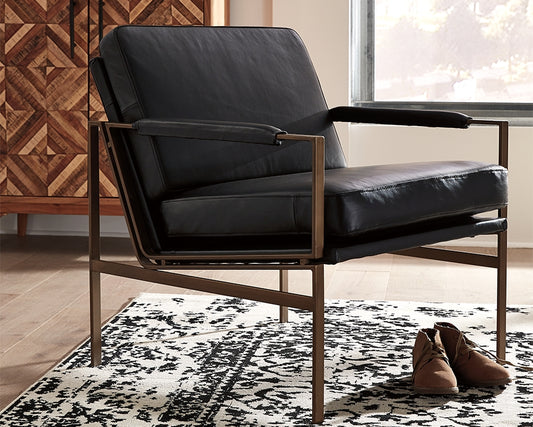 Bradenton Furniture Outlet - Ashley Furniture - Puckman Accent Chair - Accent Chair / Brown/Silver Finish - A3000193