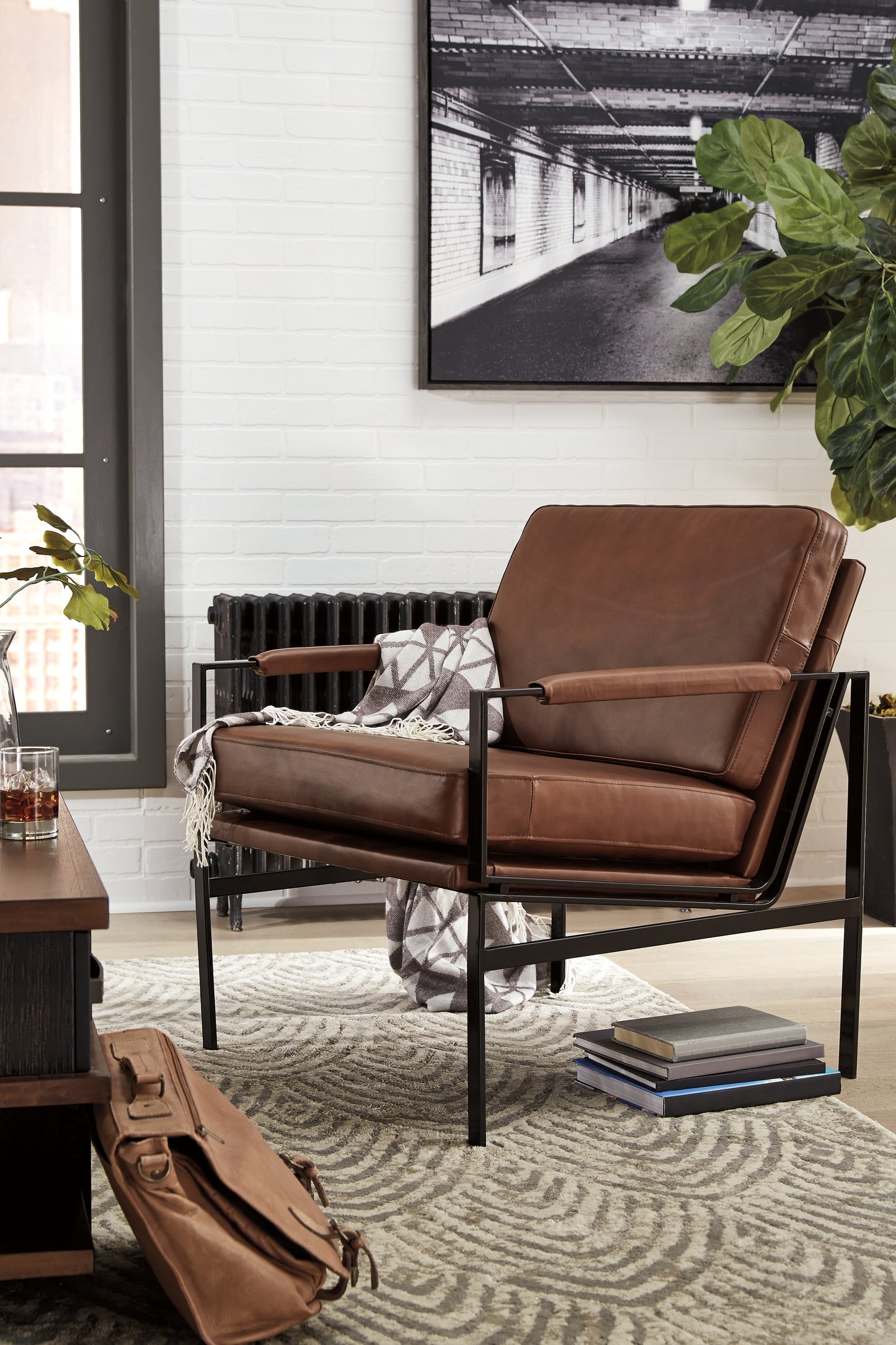 Bradenton Furniture Outlet - Ashley Furniture - Puckman Accent Chair - Accent Chair / Brown/Silver Finish - A3000193