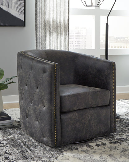 Bradenton Furniture Outlet - Ashley Furniture - Brentlow Swivel Accent Chair - Swivel Accent Chair / Granite - A3000741