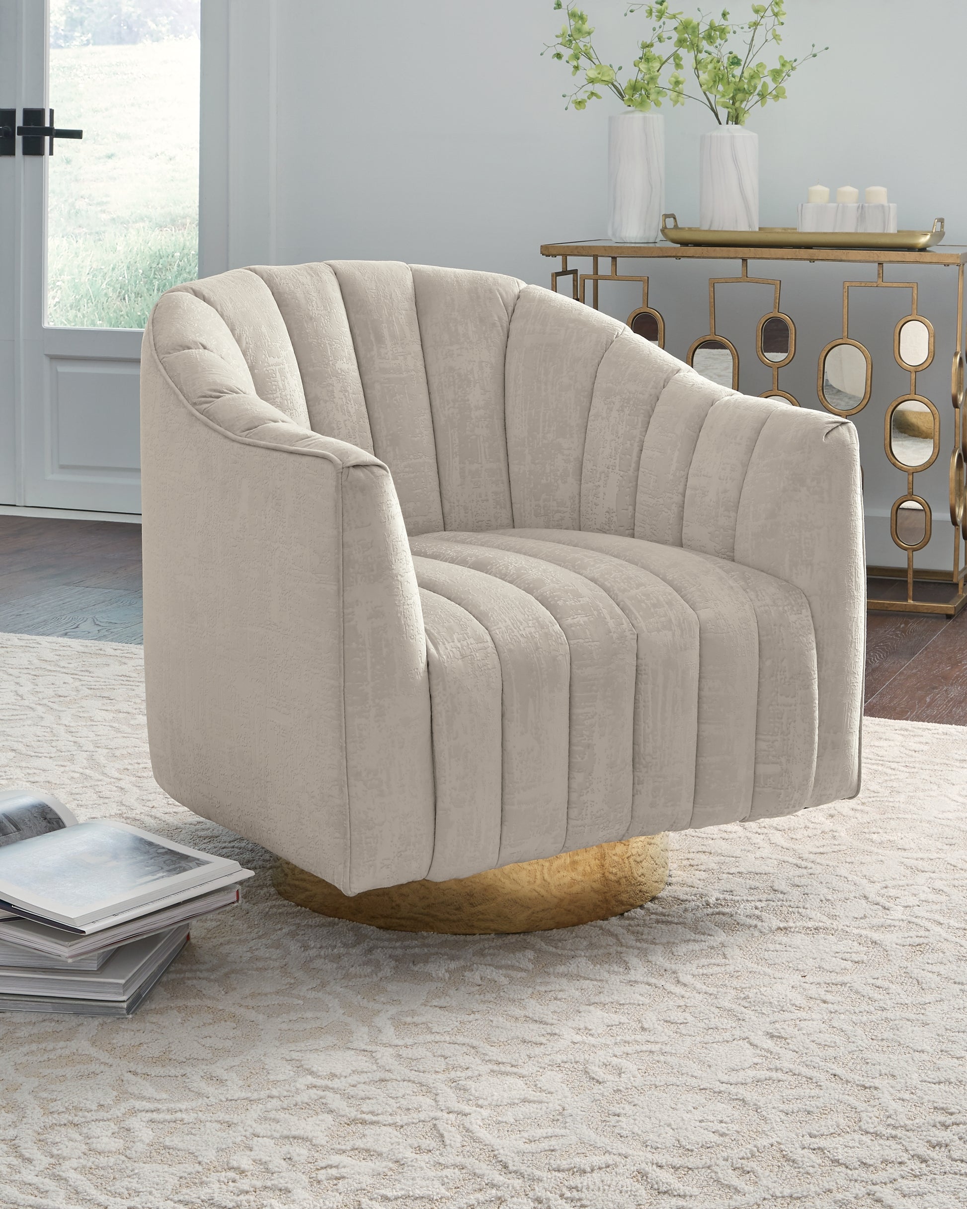Bradenton Furniture Outlet - Ashley Furniture - Penzlin Accent Chair - Swivel Accent Chair / Pearl - A3000241