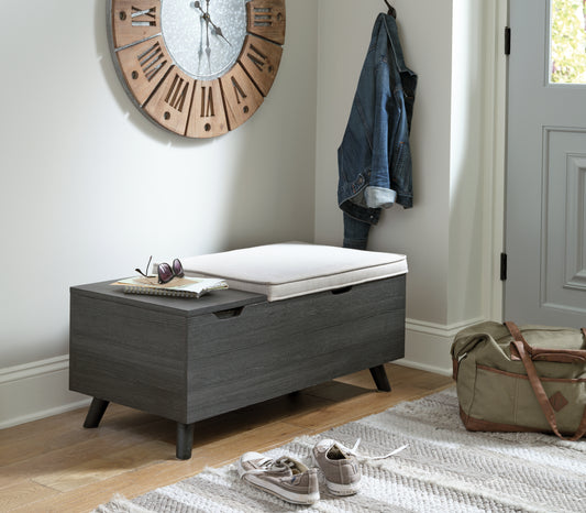 Bradenton Furniture Outlet - Ashley Furniture - Yarlow Storage Bench - Storage Bench / Linen/Gray / 39"W x 19"D x 17"H - A3000321