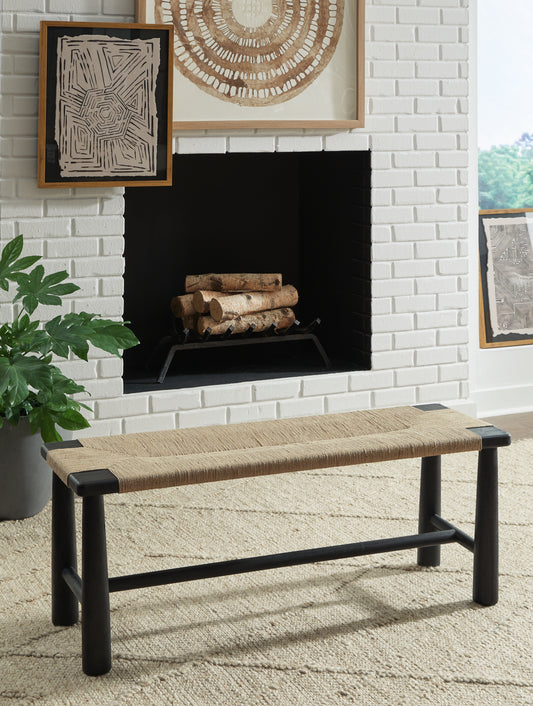 Bradenton Furniture Outlet - Ashley Furniture - Acerman Accent Bench - Accent Bench / Black/Natural / 48"W x 16"D x 18"H - A3000684