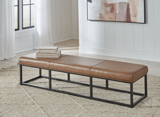 Bradenton Furniture Outlet - Ashley Furniture - Joston Accent Bench - Accent Bench / Caramel / 71"W x 19"D x 16"H - A3000693