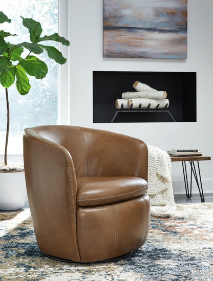 Bradenton Furniture Outlet - Ashley Furniture - Kierreys Swivel Accent Chair - Swivel Accent Chair / Caramel - A3000700