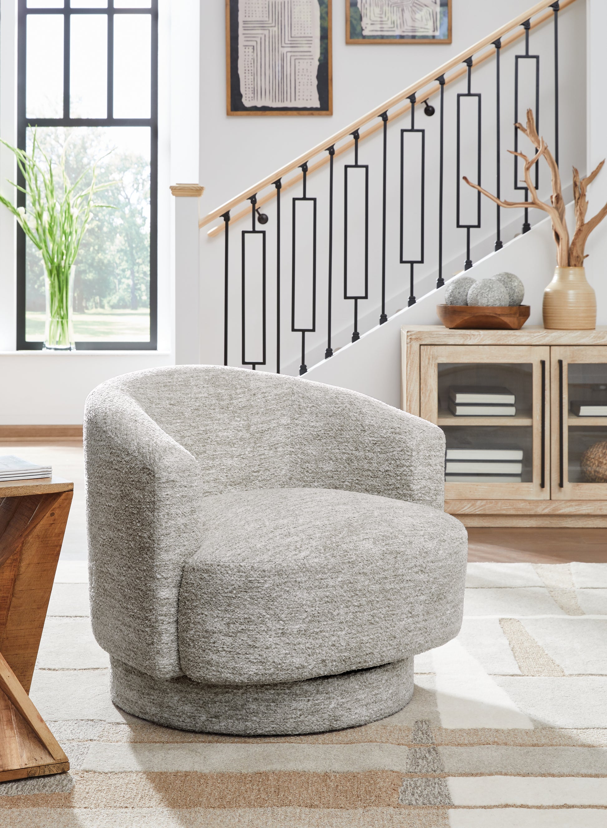 Bradenton Furniture Outlet - Ashley Furniture - Wardsor Swivel Accent Chair - Swivel Accent Chair / Stone - A3000731