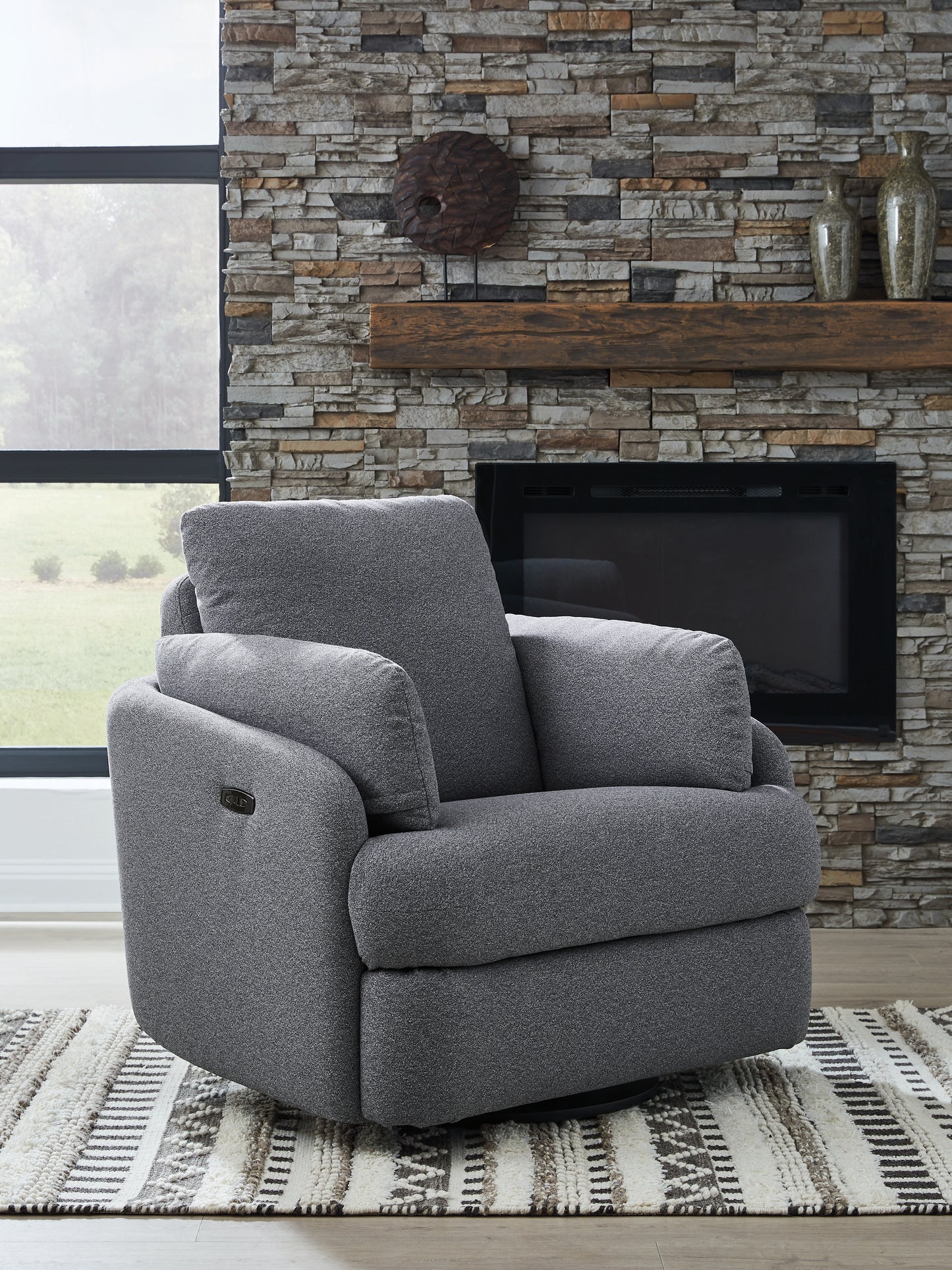 Bradenton Furniture Outlet - Ashley Furniture - Alainmont Next-Gen Nuvella Swivel Power Recliner - Swivel Power Recliner / Salt and Pepper - A3000738