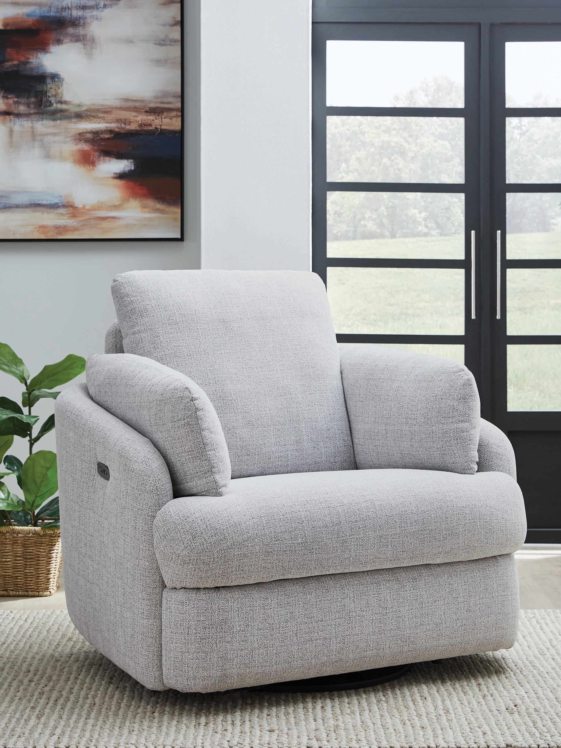 Bradenton Furniture Outlet - Ashley Furniture - Alainmont Next-Gen Nuvella Swivel Power Recliner - Swivel Power Recliner / Stone - A3000739
