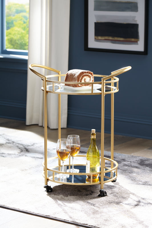 Bradenton Furniture Outlet - Ashley Furniture - Wynora Bar Cart - Bar Cart / Gold - A4000099