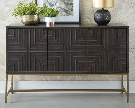 Bradenton Furniture Outlet - Ashley Furniture - Elinmore Accent Cabinet - Accent Cabinet / Brown/Gold Finish - A4000316