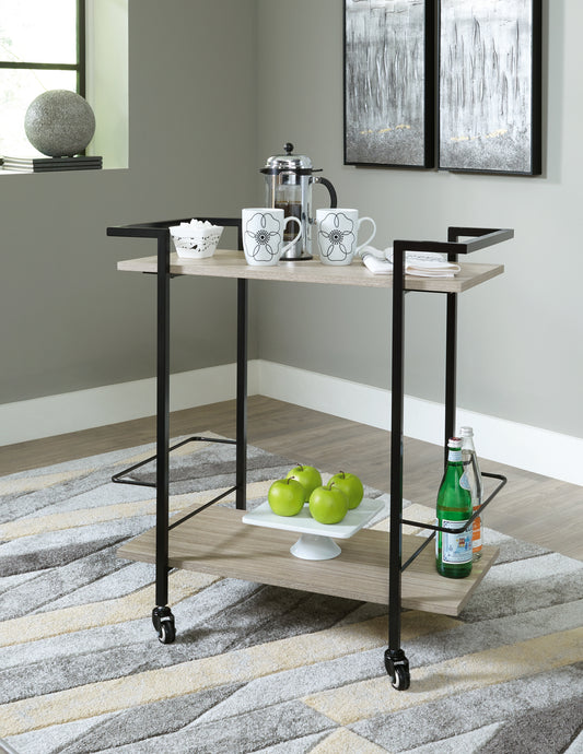 Bradenton Furniture Outlet - Ashley Furniture - Waylowe Bar Cart - Bar Cart / Brown/Black - A4000389