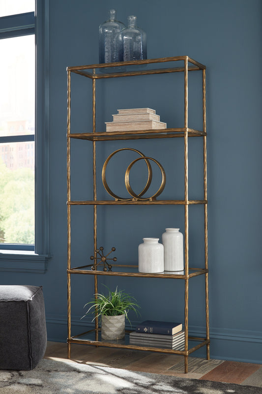 Bradenton Furniture Outlet - Ashley Furniture - Ryandale Bookcase - Bookcase / Antique Brass Finish - A4000441