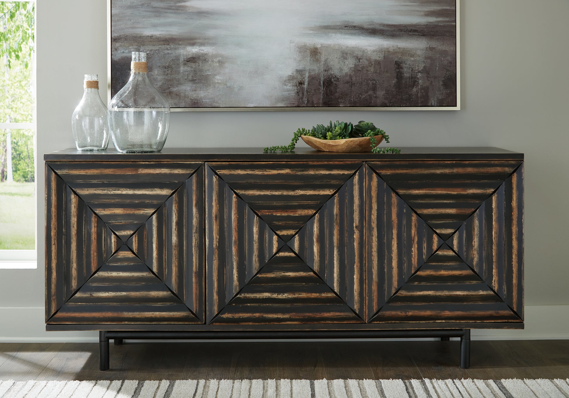 Bradenton Furniture Outlet - Ashley Furniture - Fair Ridge Accent Cabinet - Accent Cabinet / Distressed Black - A4000573