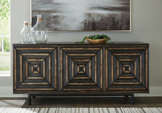 Bradenton Furniture Outlet - Ashley Furniture - Fair Ridge Accent Cabinet - Accent Cabinet / Distressed Black - A4000573