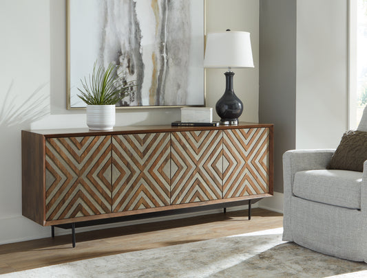 Bradenton Furniture Outlet - Ashley Furniture - Dreggan Accent Cabinet - Accent Cabinet / Brown/Gold Finish - A4000577