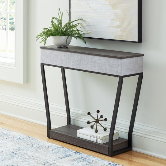Bradenton Furniture Outlet - Ashley Furniture - Sethlen Console Sofa Table with Speaker - Console Sofa Table w/Speaker / Gray/Black - A4000640