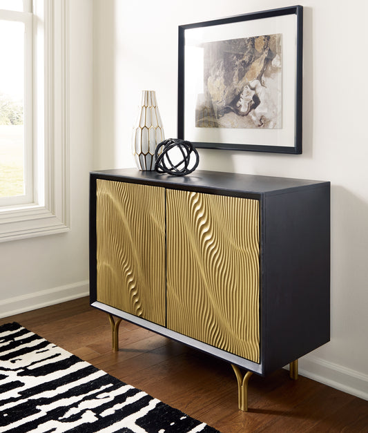Bradenton Furniture Outlet - Ashley Furniture - Tayner Accent Cabinet - Accent Cabinet / Black/Gold Finish - A4000654