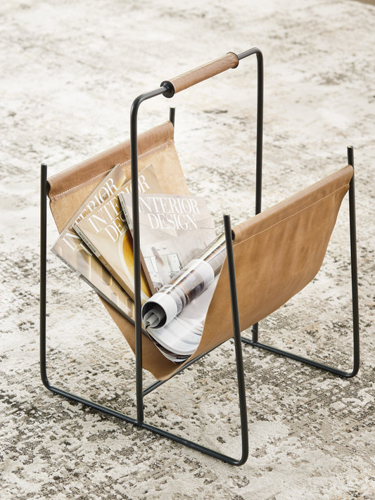 Bradenton Furniture Outlet - Ashley Furniture - Faronworth Magazine Rack - Magazine Rack / Brown/Black - A4000668