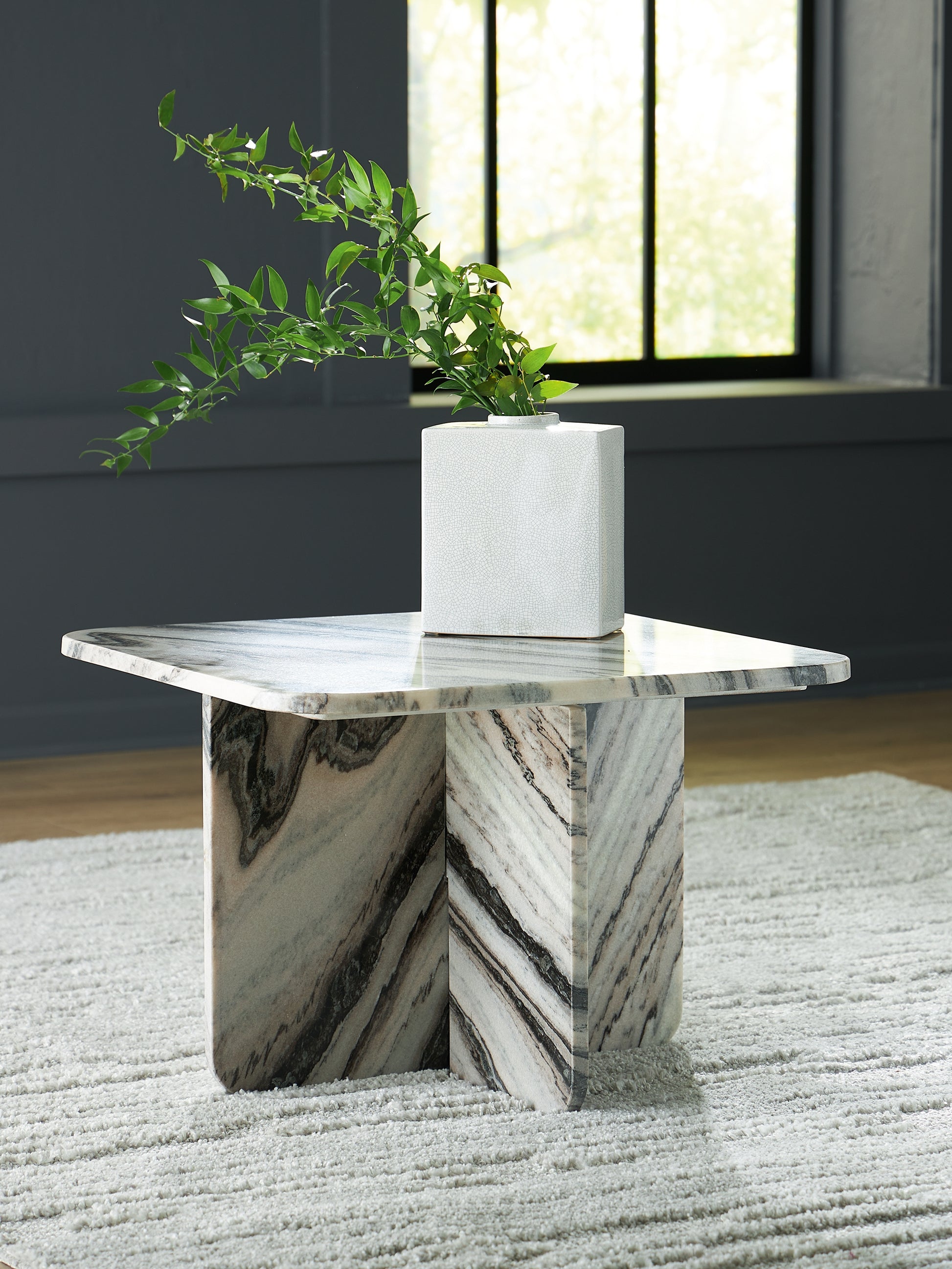 Bradenton Furniture Outlet - Ashley Furniture - Baretton Accent Coffee Table - Accent Cocktail Table / Black/White/Taupe - A4000670