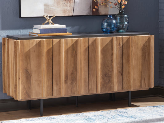 Bradenton Furniture Outlet - Ashley Furniture - Quintavious Accent Cabinet - Accent Cabinet / Brown/Charcoal - A4000685