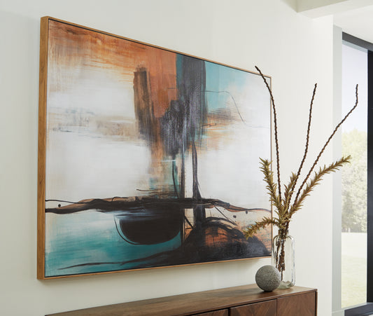 Bradenton Furniture Outlet - Ashley Furniture - Brunonia Wall Decor - Wall Art / Teal/Orange/Black - A8000337