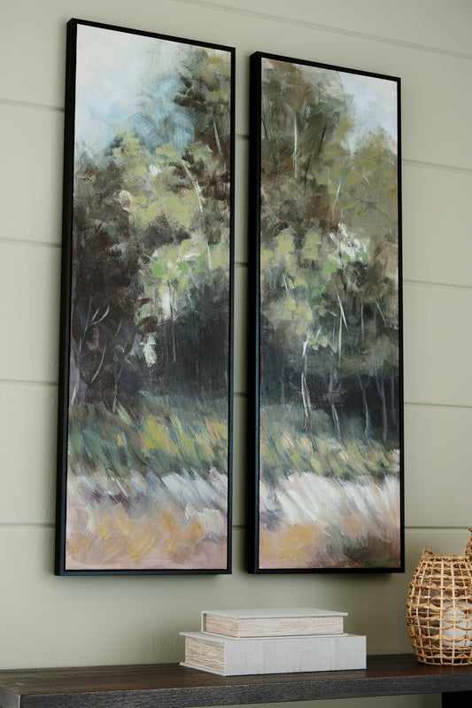 Bradenton Furniture Outlet - Ashley Furniture - Dansot Wall Decor - Wall Art Set (Set of 2) / Green/Brown - A8000393