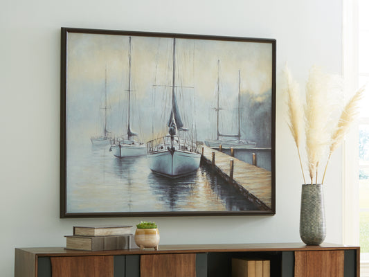 Bradenton Furniture Outlet - Ashley Furniture - Worthney Wall Decor - Wall Art / Blue/White/Brown - A8000457