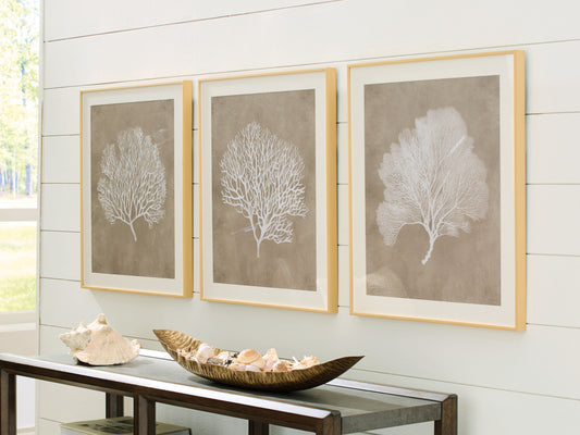 Bradenton Furniture Outlet - Ashley Furniture - Hendridge Wall Decor - Wall Art Set (3/CN) / Taupe/White - A8000486