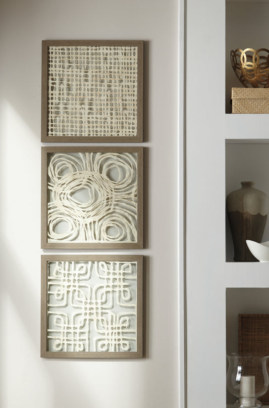 Bradenton Furniture Outlet - Ashley Furniture - Odella Wall Decor - Wall Decor Set (3/CN) / Cream/Taupe - A8010009