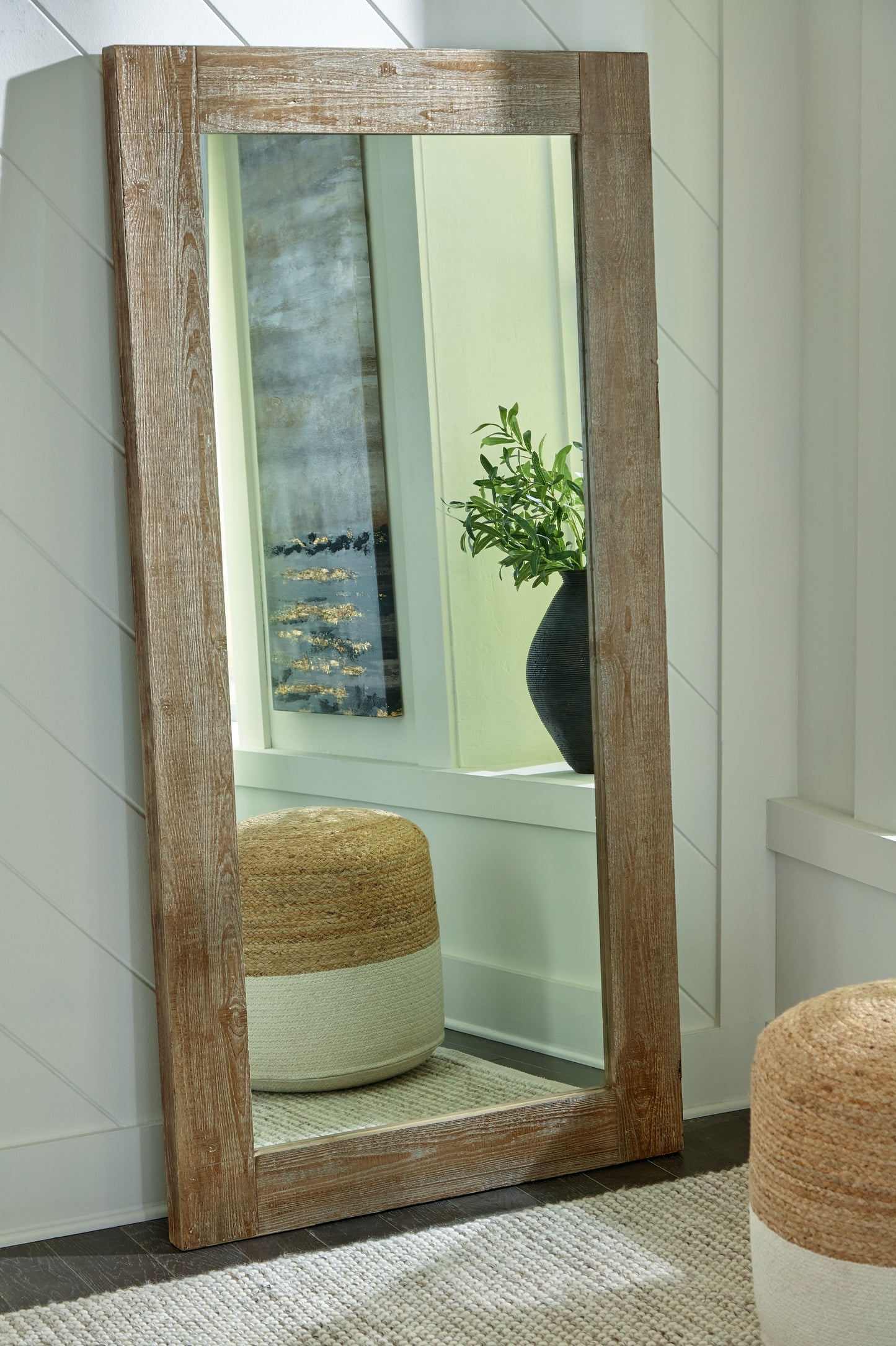 Bradenton Furniture Outlet - Ashley Furniture - Waltleigh Mirror - Floor Mirror / Distressed Brown - A8010278