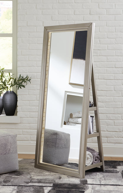 Bradenton Furniture Outlet - Ashley Furniture - Evesen Mirror - Floor Standing Mirror/Storage / Black - A8010384