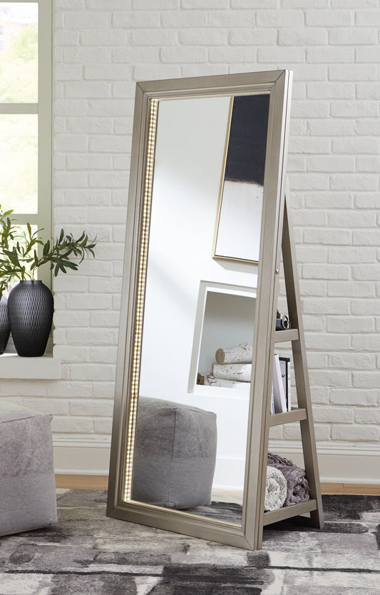 Bradenton Furniture Outlet - Ashley Furniture - Evesen Mirror - Floor Standing Mirror/Storage / Black - A8010384