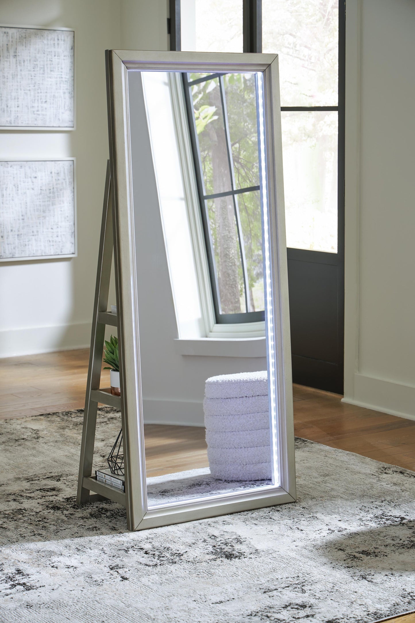 Bradenton Furniture Outlet - Ashley Furniture - Evesen Mirror - Floor Standing Mirror/Storage - A8010380