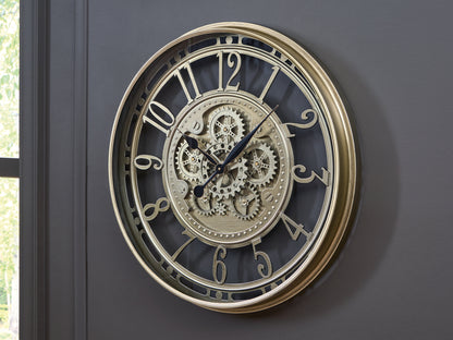 Bradenton Furniture Outlet - Ashley Furniture - Gilover Wall Decor - Wall Clock / Champagne Finish - A8010386
