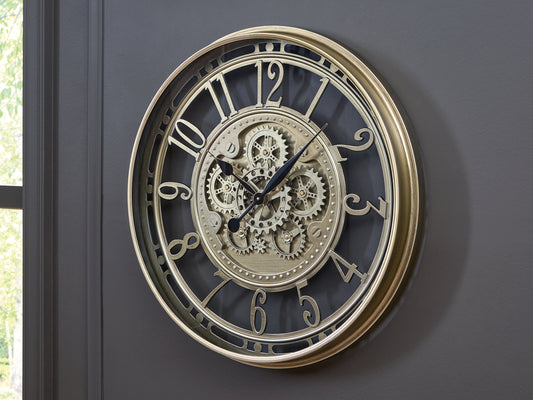 Bradenton Furniture Outlet - Ashley Furniture - Gilover Wall Decor - Wall Clock / Champagne Finish - A8010386