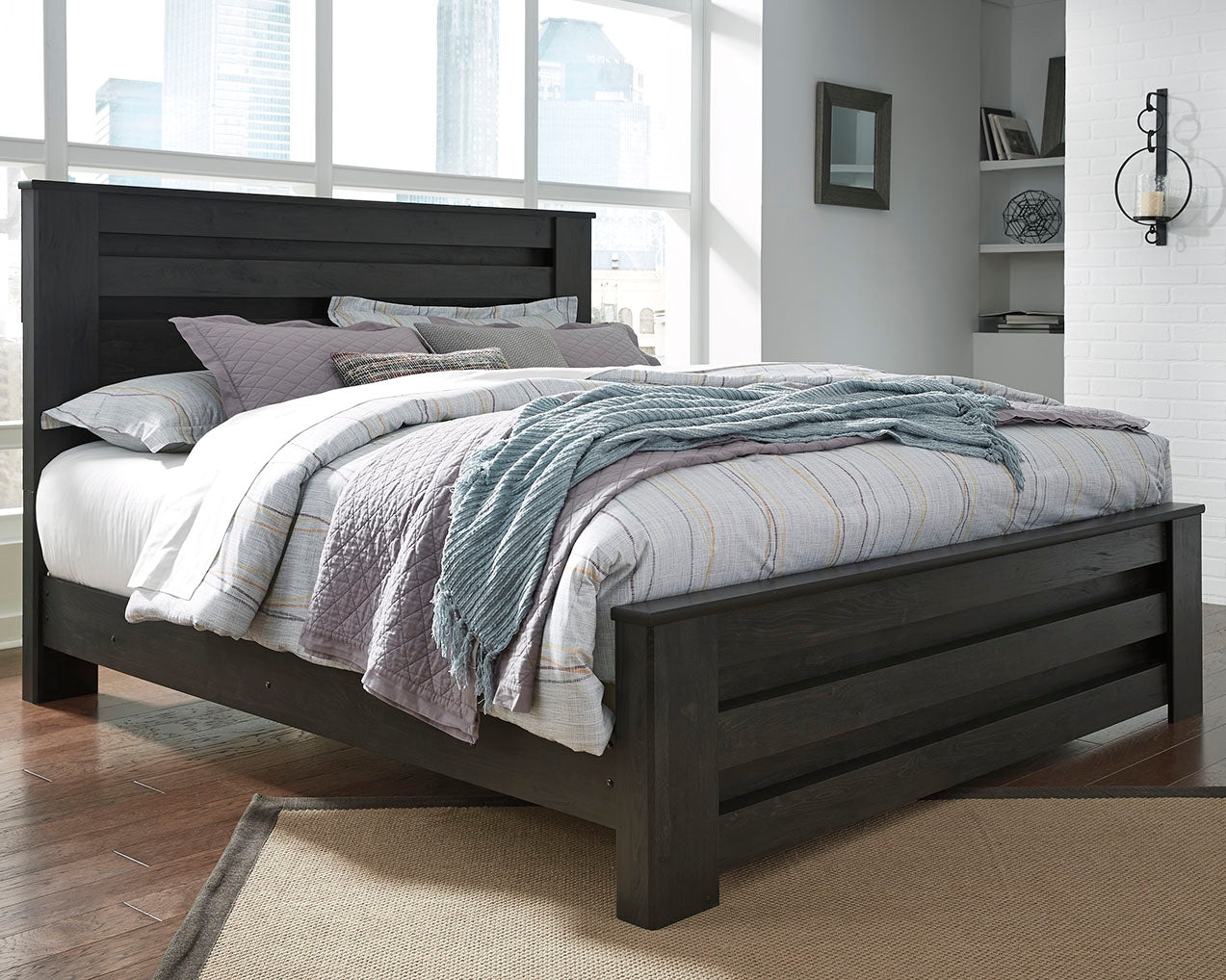 Bradenton Furniture Outlet - Ashley Furniture - Brinxton Bedroom - King Panel Bed / Charcoal - B249B4