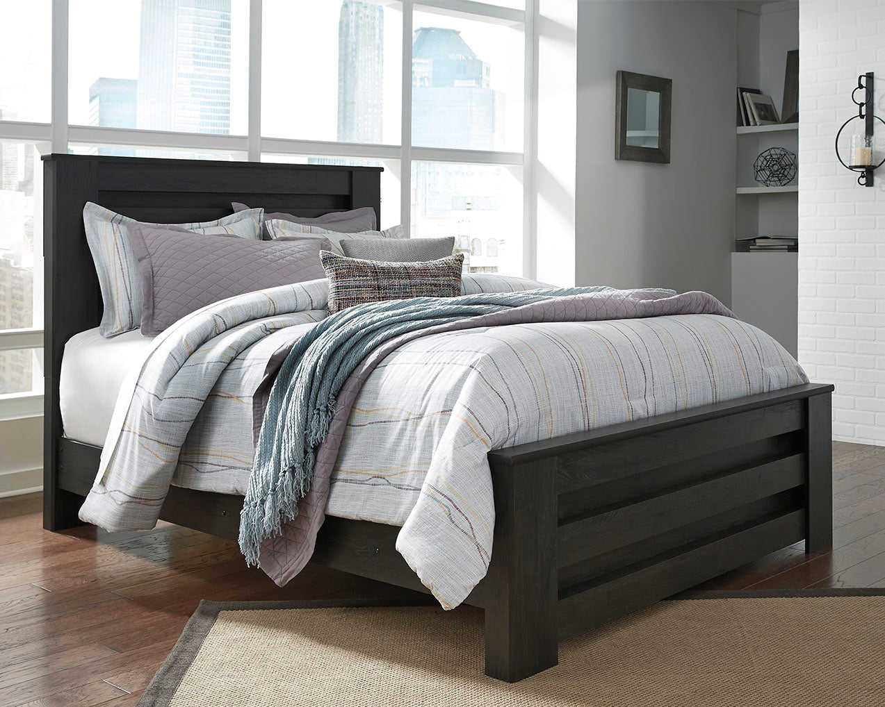 Bradenton Furniture Outlet - Ashley Furniture - Brinxton Bedroom - Queen Panel Bed / Charcoal - B249B2