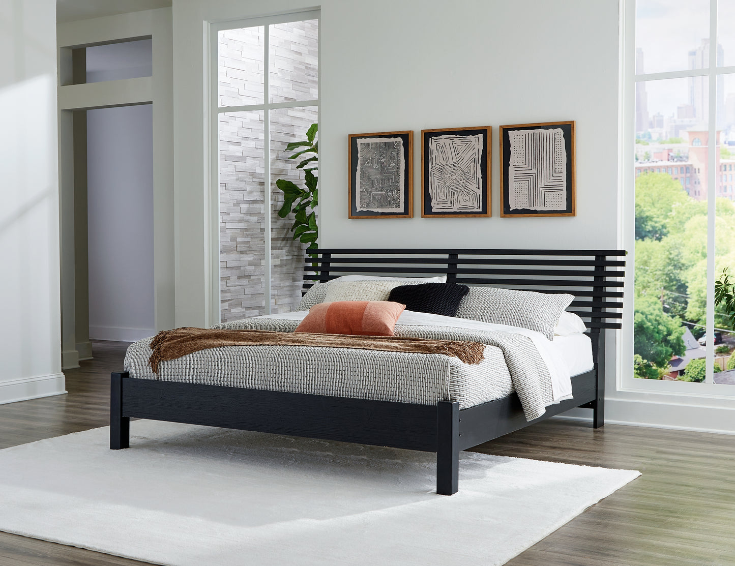 Bradenton Furniture Outlet - Ashley Furniture - Danziar Bedroom - King Slat Panel Bed / Black - B1013B6
