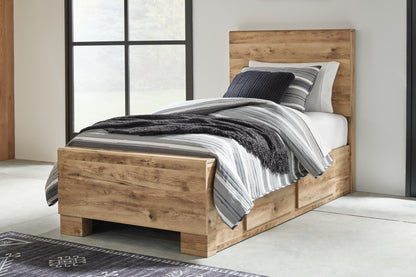 Bradenton Furniture Outlet - Ashley Furniture - Hyanna Bedroom - Twin Panel Bed with 2 Side Storage / Tan Brown - B1050B28