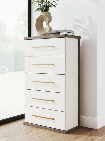 Bradenton Furniture Outlet - Ashley Furniture - Kendanport Bedroom - Five Drawer Chest / Brown/White - PCB1108-46