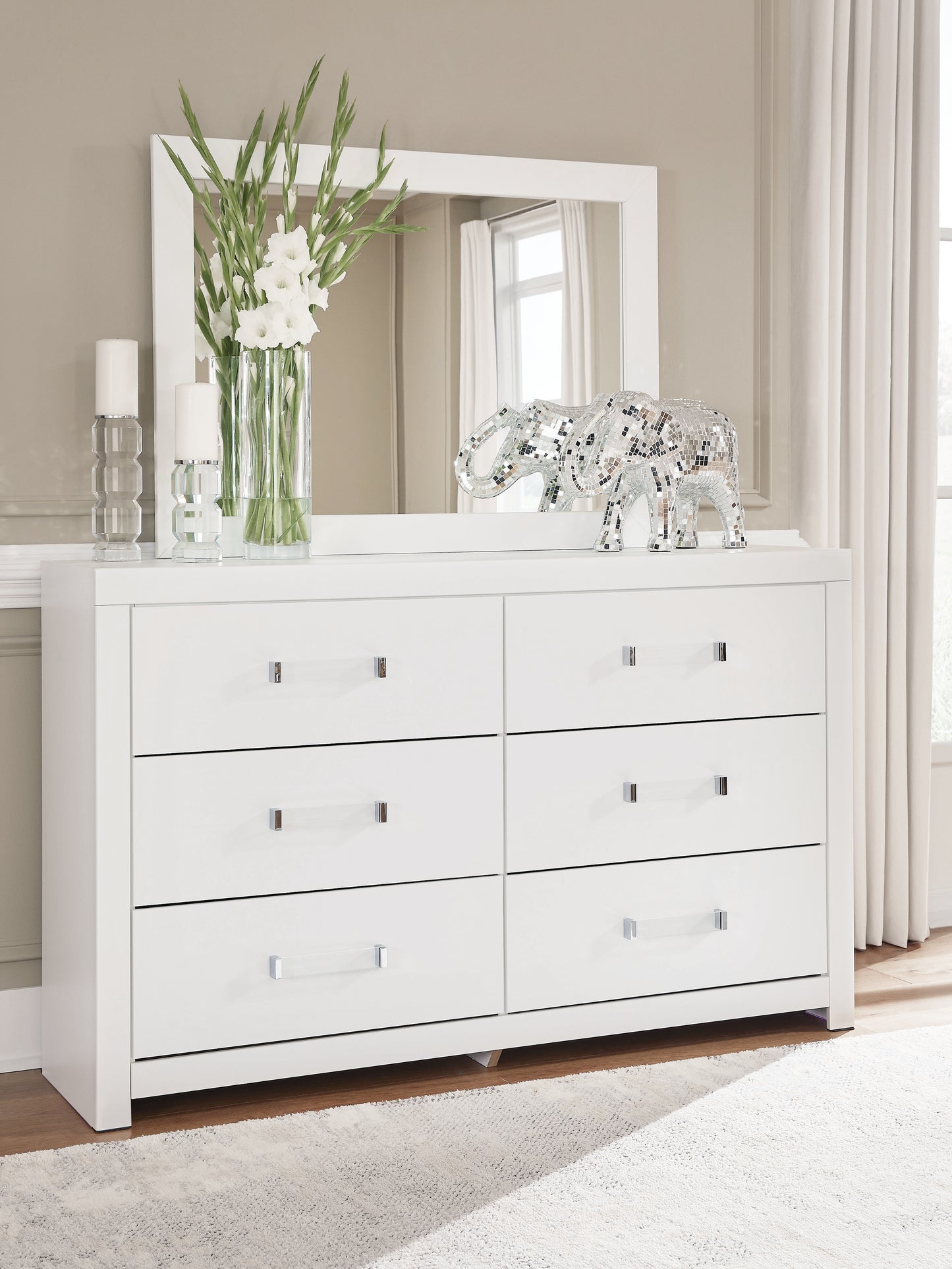 Bradenton Furniture Outlet - Ashley Furniture - Maeling Bedroom - Dresser and Mirror / White - PCB1119B1