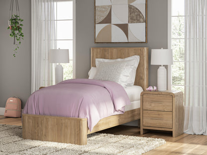 Bradenton Furniture Outlet - Ashley Furniture - Gramburg Bedroom - Twin Panel Bed / Warm Natural Brown - PCB1121B2