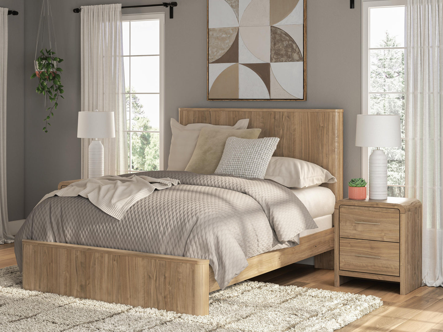 Bradenton Furniture Outlet - Ashley Furniture - Gramburg Bedroom - Queen Panel Bed / Warm Natural Brown - PCB1121B4