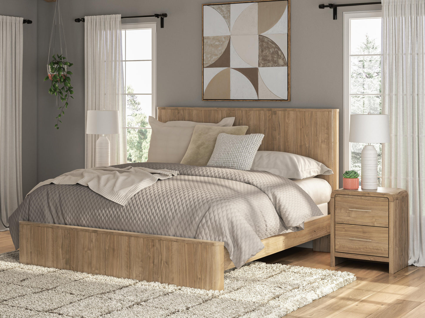 Bradenton Furniture Outlet - Ashley Furniture - Gramburg Bedroom - King Panel Bed / Warm Natural Brown - PCB1121B16