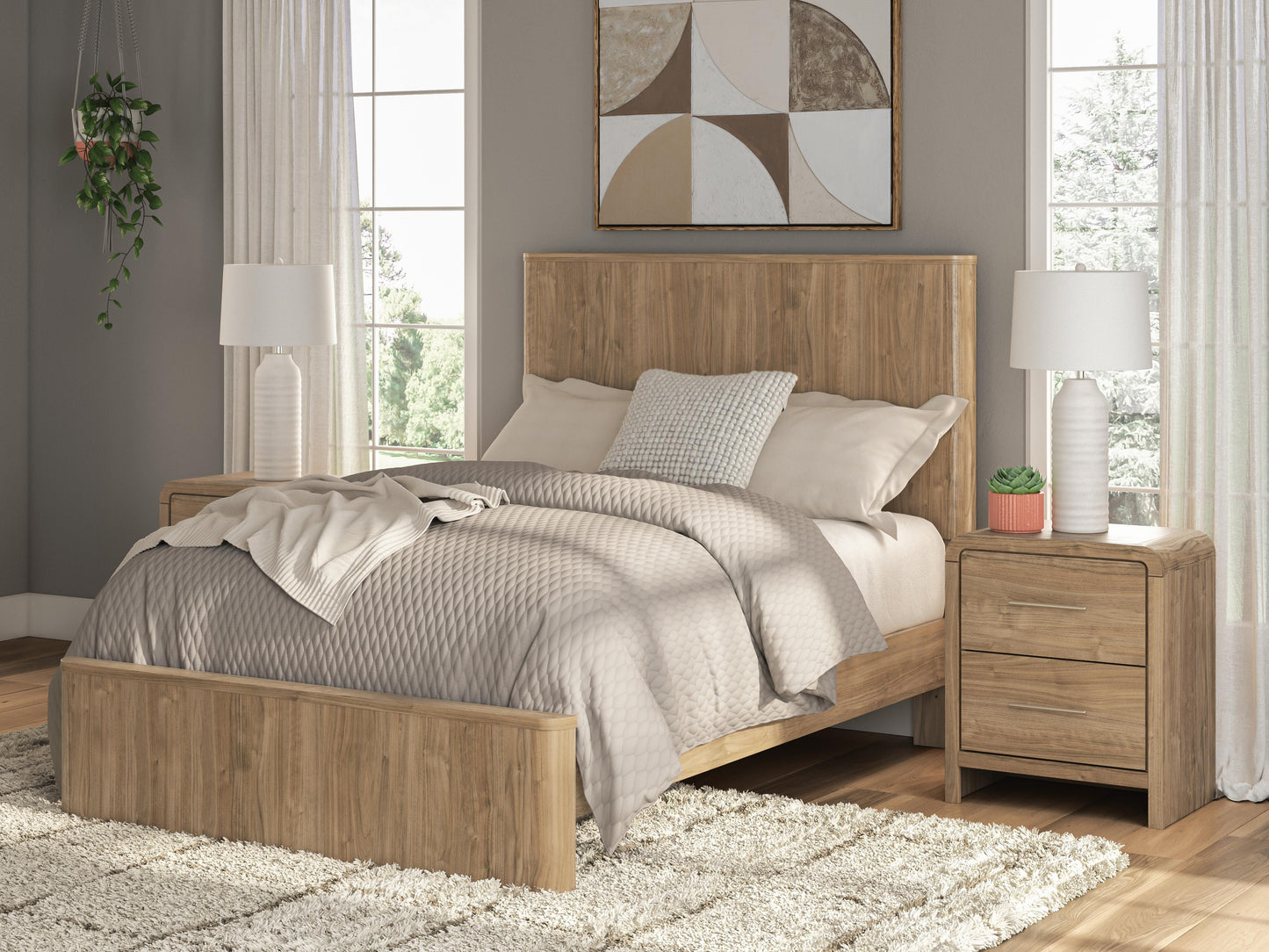 Bradenton Furniture Outlet - Ashley Furniture - Gramburg Bedroom - Full Panel Platform Bed / Warm Natural Brown - PCB1121B9