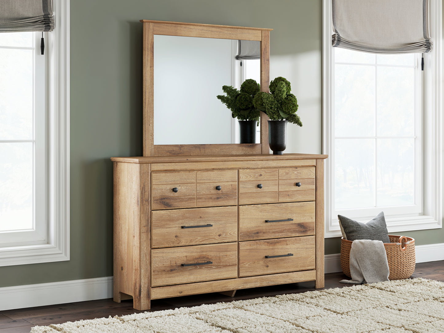 Bradenton Furniture Outlet - Ashley Furniture - Makidern Bedroom - Dresser and Mirror / Tan - PCB1170B1