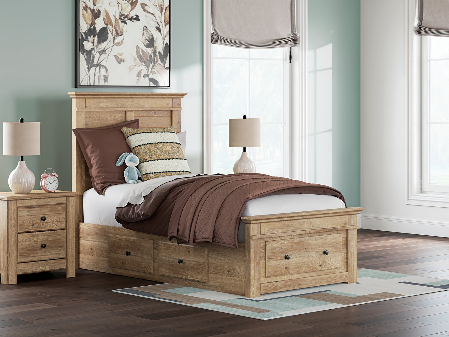 Bradenton Furniture Outlet - Ashley Furniture - Makidern Bedroom - Twin Panel Storage Bed / Tan - PCB1170B38
