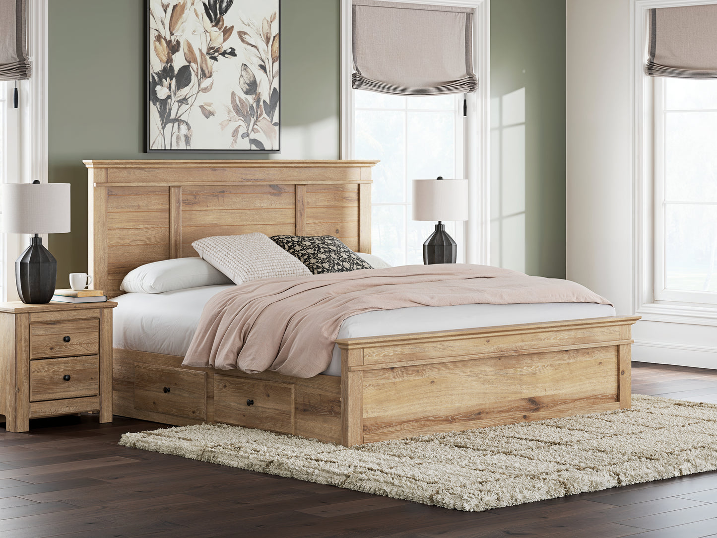 Bradenton Furniture Outlet - Ashley Furniture - Makidern Bedroom - King Panel Storage Bed / Tan - PCB1170B17